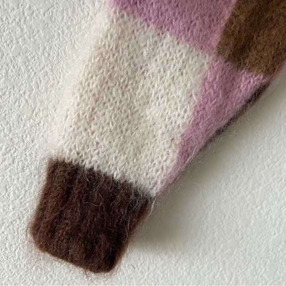 & Other Stories Mohair Wool Checkered Fuzzy Knit Sweater Scandi Small - Picture 8 of 16